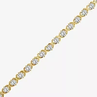 (F / Si2) Womens 6 CT. T.W. Lab Grown White Diamond 14K Gold Over Silver 7.25 Inch Tennis Bracelet