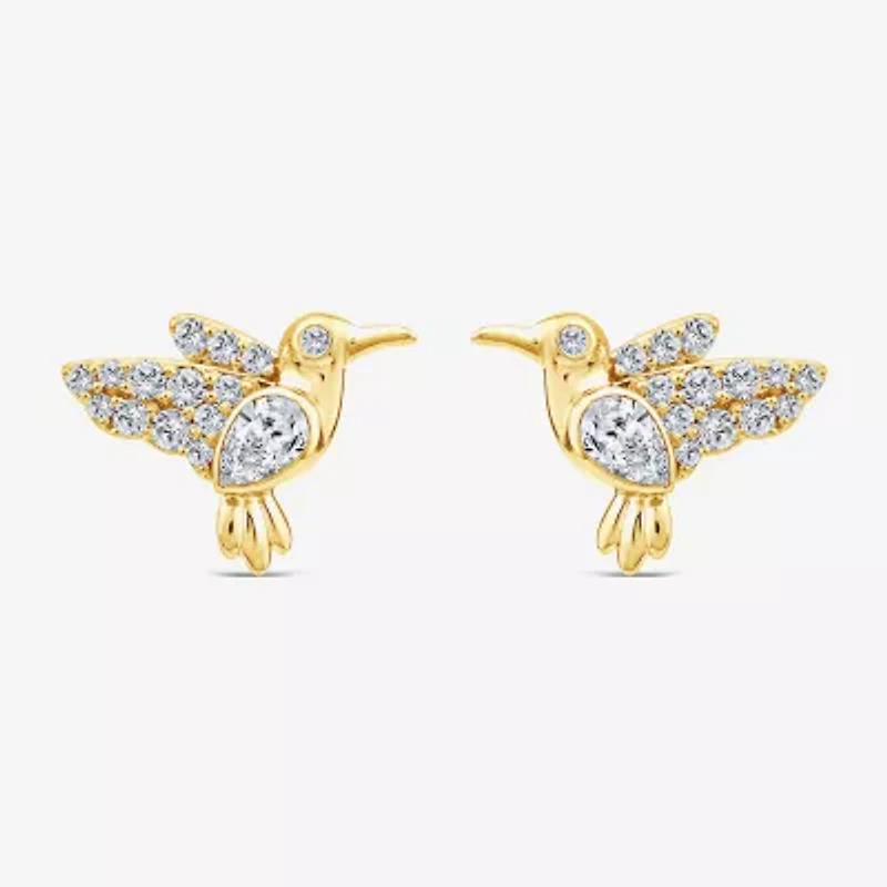 Hummingbird (F / Si1) 3/8 CT. T.W. Lab Grown White Diamond 14K Gold Over Silver 10.5mm Stud Earrings