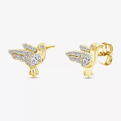 Hummingbird (F / Si1) 3/8 CT. T.W. Lab Grown White Diamond 14K Gold Over Silver 10.5mm Stud Earrings
