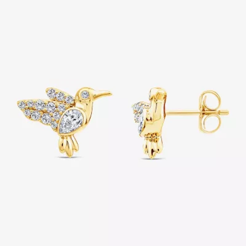 Hummingbird (F / Si1) 3/8 CT. T.W. Lab Grown White Diamond 14K Gold Over Silver 10.5mm Stud Earrings