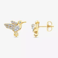 Hummingbird (F / Si1) 3/8 CT. T.W. Lab Grown White Diamond 14K Gold Over Silver 10.5mm Stud Earrings