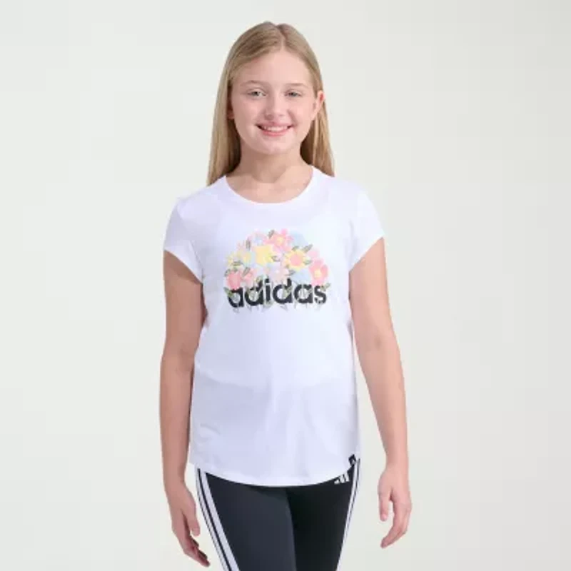 adidas Big Kid Girls Crew Neck Short Sleeve Regular Fit Graphic T-Shirt