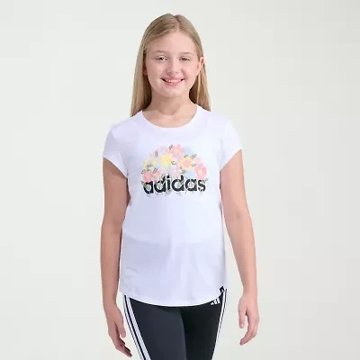 adidas Big Kid Girls Crew Neck Short Sleeve Regular Fit Graphic T-Shirt