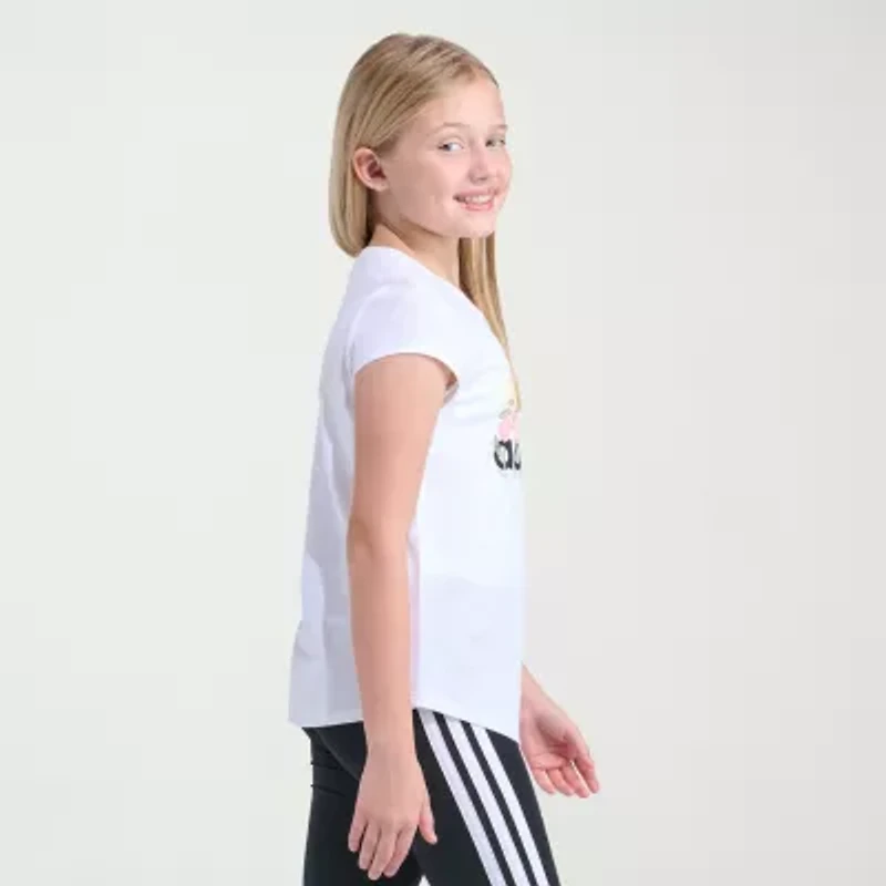 adidas Big Kid Girls Crew Neck Short Sleeve Regular Fit Graphic T-Shirt