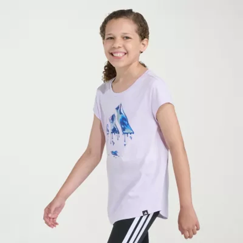 adidas Big Kid Girls Crew Neck Short Sleeve Slim Fit Graphic T-Shirt