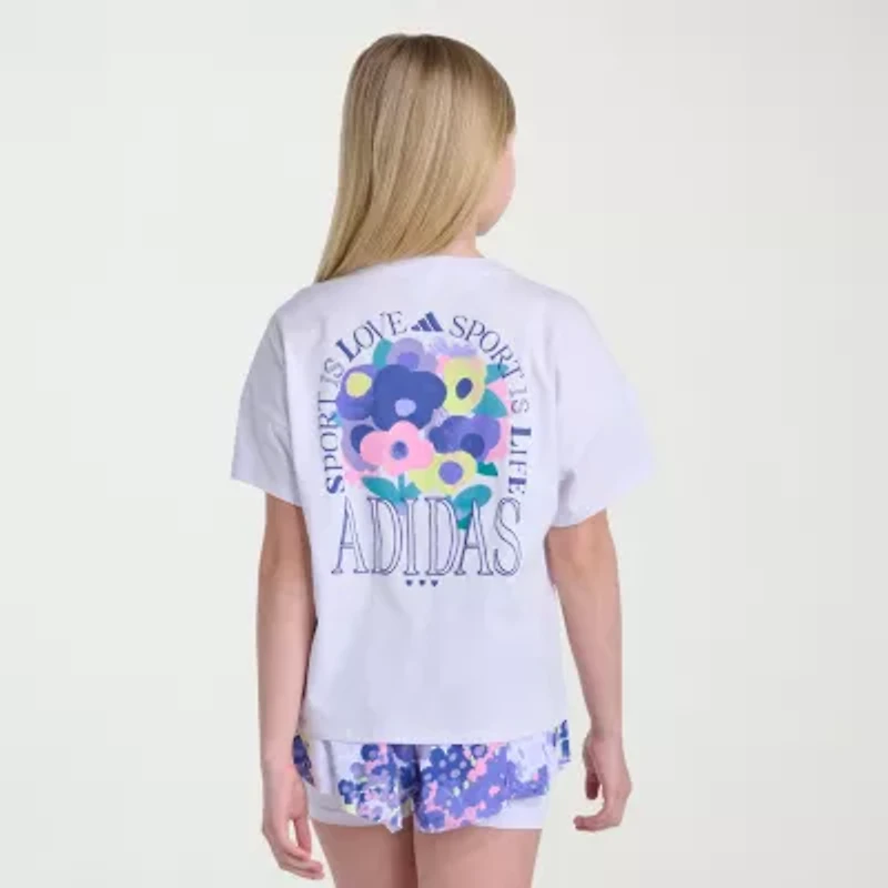 adidas Big Kid Girls Crew Neck Short Sleeve Active T-Shirt