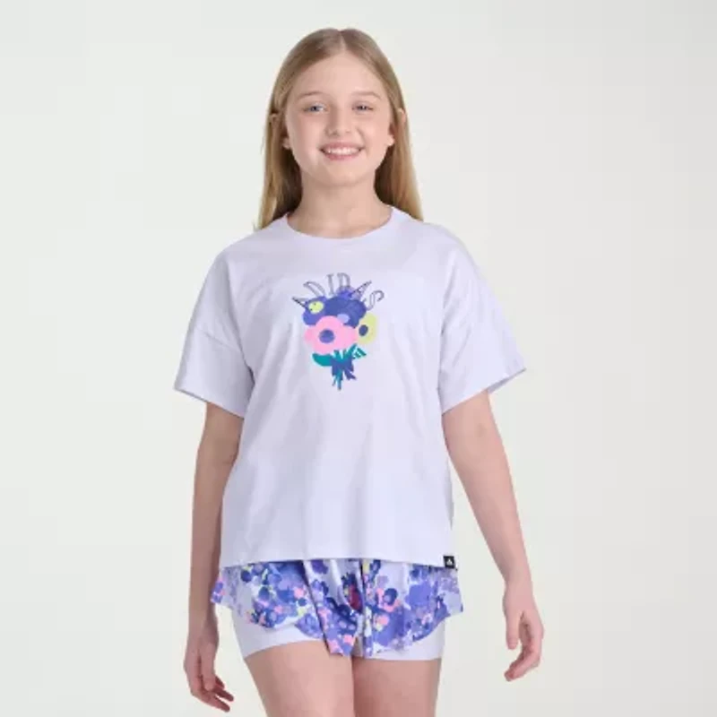 adidas Big Kid Girls Crew Neck Short Sleeve Active T-Shirt