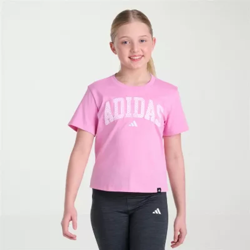 adidas Big Kid Girls Crew Neck Short Sleeve Regular Fit Graphic T-Shirt