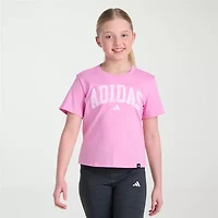adidas Big Kid Girls Crew Neck Short Sleeve Regular Fit Graphic T-Shirt