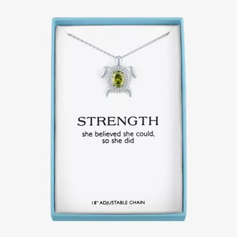 Womens Genuine Green Peridot Pure Silver Over Brass 16 Inch Pendant Necklace