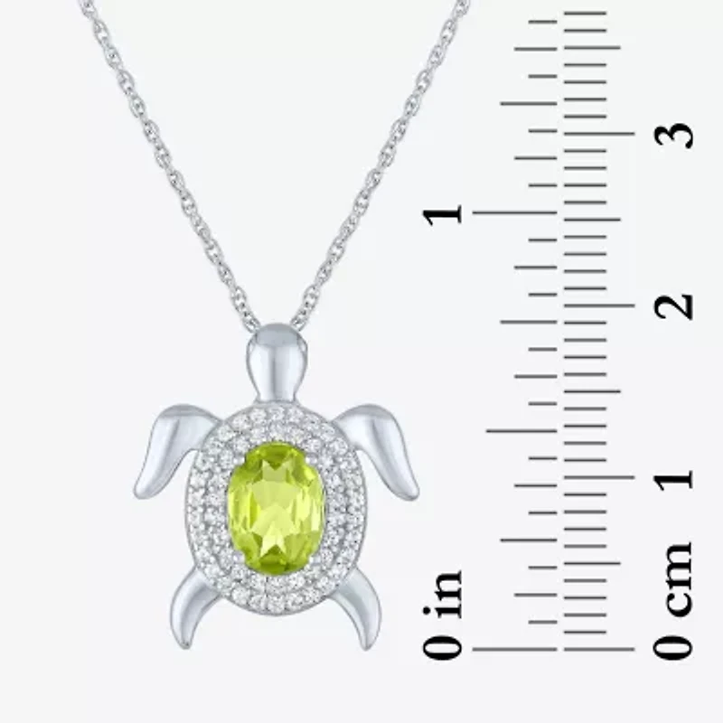 Womens Genuine Green Peridot Pure Silver Over Brass 16 Inch Pendant Necklace