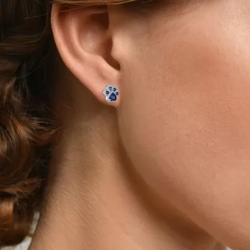 Lab Created Blue Sapphire 4mm Stud Earrings