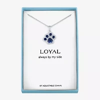 Womens Lab Created Blue Sapphire Pure Silver Over Brass 16 Inch Pendant Necklace