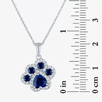 Womens Lab Created Blue Sapphire Pure Silver Over Brass 16 Inch Pendant Necklace