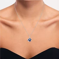 Womens Lab Created Blue Sapphire Pure Silver Over Brass 16 Inch Pendant Necklace