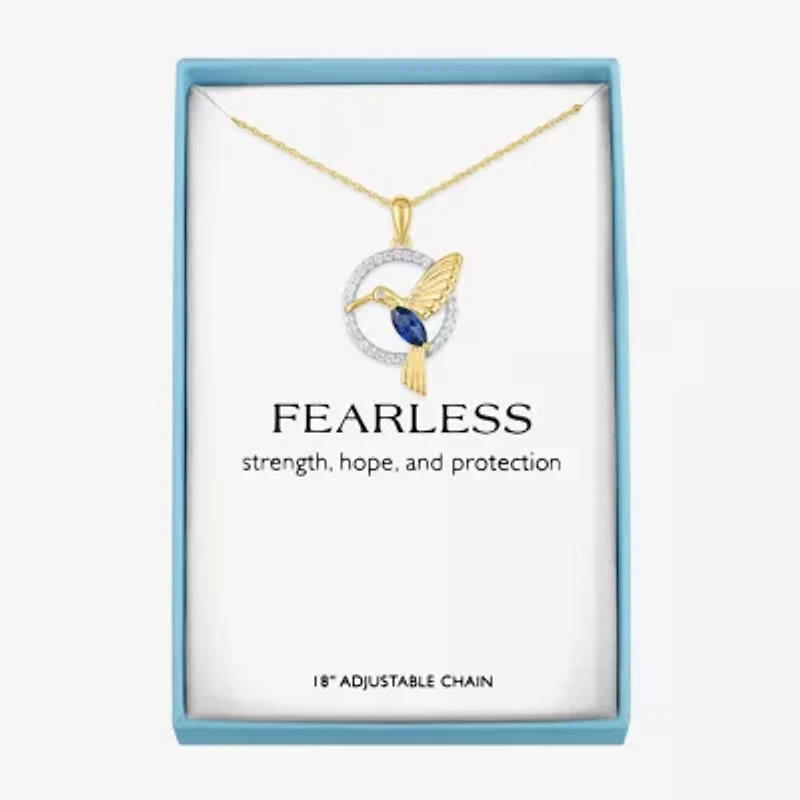 Womens Lab Created Blue Sapphire 14K Gold Over Brass 16 Inch Pendant Necklace
