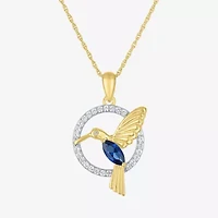 Womens Lab Created Blue Sapphire 14K Gold Over Brass 16 Inch Pendant Necklace
