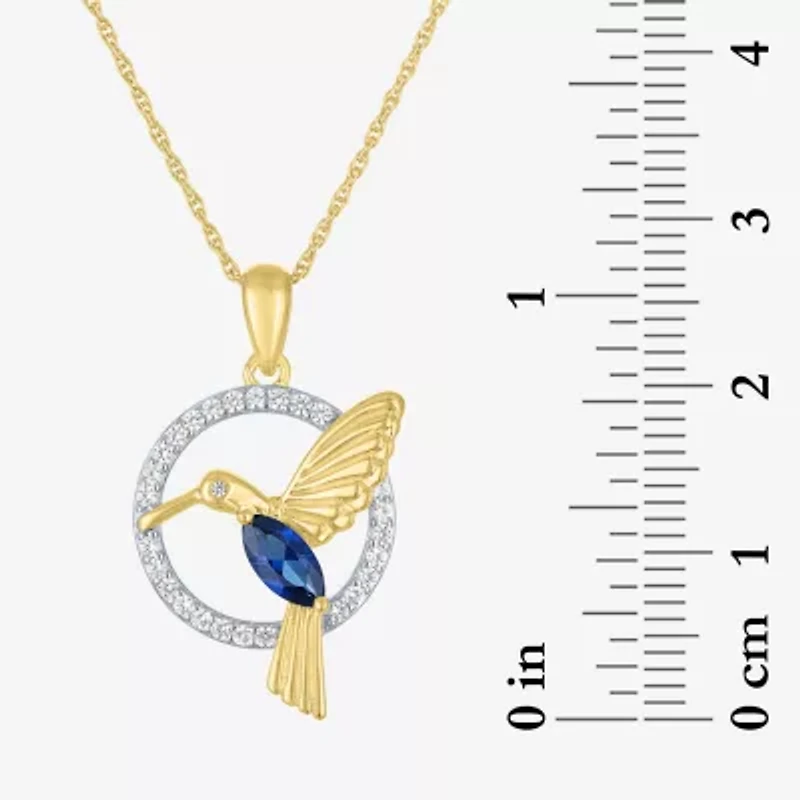 Womens Lab Created Blue Sapphire 14K Gold Over Brass 16 Inch Pendant Necklace