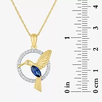 Womens Lab Created Blue Sapphire 14K Gold Over Brass 16 Inch Pendant Necklace