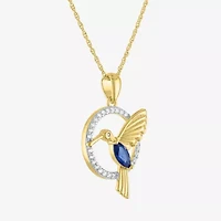 Womens Lab Created Blue Sapphire 14K Gold Over Brass 16 Inch Pendant Necklace