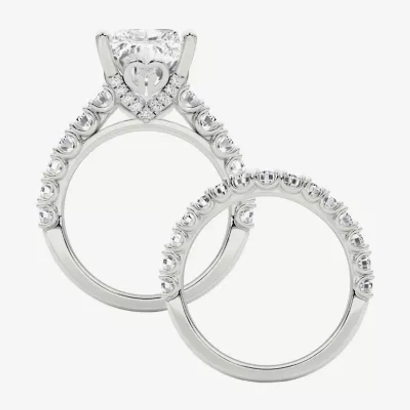 Grown Gorgeous (F / Vs2) Womens 1/ Ct. T.W. Lab White Diamond 14K Gold Rectangular Side Stone Bridal Set