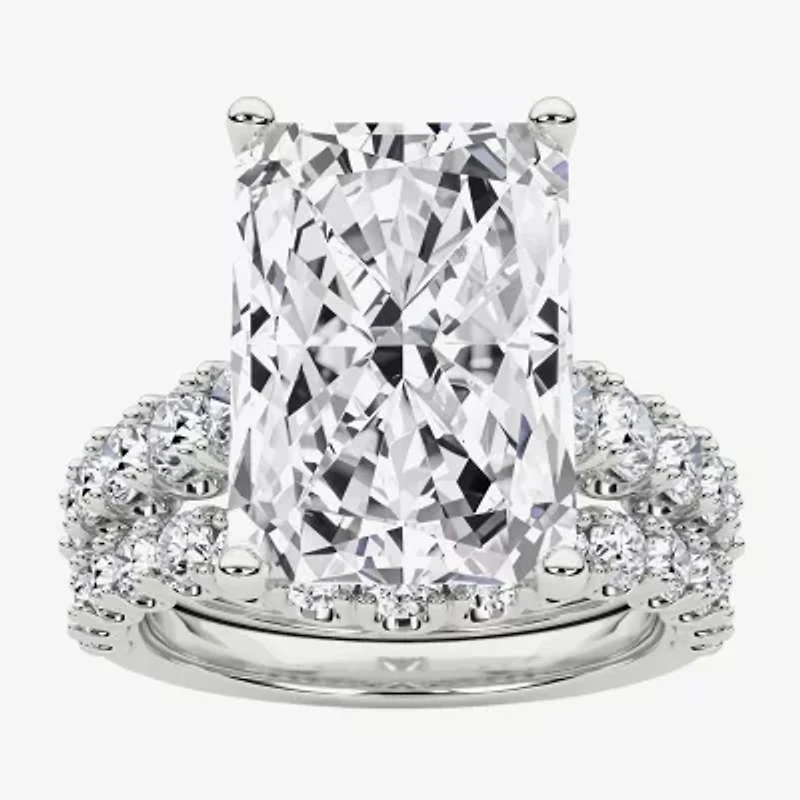 Grown Gorgeous (F / Vs2) Womens 1/ Ct. T.W. Lab White Diamond 14K Gold Rectangular Side Stone Bridal Set