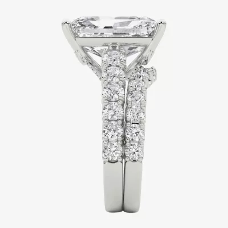 Grown Gorgeous (F / Vs2) Womens 1/ Ct. T.W. Lab White Diamond 14K Gold Rectangular Side Stone Bridal Set