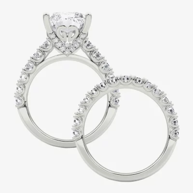 Grown Gorgeous (F / Vs2) Womens 1/ Ct. T.W. Lab White Diamond 14K Gold Rectangular Side Stone Bridal Set