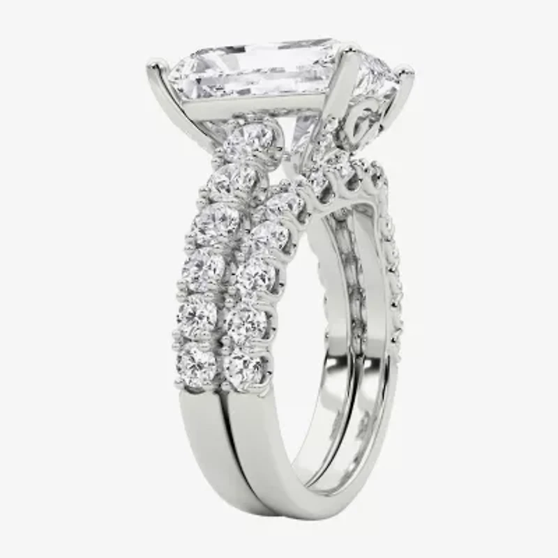 Grown Gorgeous (F / Vs2) Womens 1/ Ct. T.W. Lab White Diamond 14K Gold Rectangular Side Stone Bridal Set