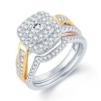 1 CT.T.W. Natural Diamond 14K Tri-Color Gold Engagement Ring