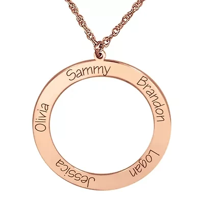 Personalized Open Circle Names Pendant Necklace