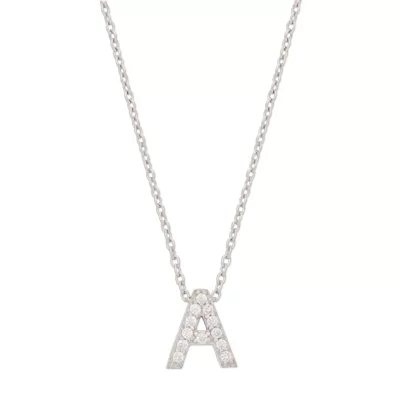 Initial Womens 1/8 CT. T.W. White Cubic Zirconia Sterling Silver 18 Inch Pendant Necklace