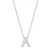 Initial Womens 1/8 CT. T.W. White Cubic Zirconia Sterling Silver 18 Inch Pendant Necklace