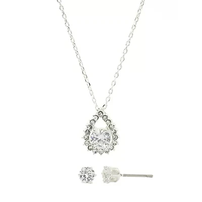 Sparkle Allure Womens 1 7/8 CT. T.W. Pure Silver Over Brass 2-pc. Jewelry Set