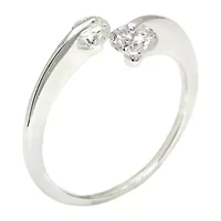 Sparkle Allure Womens 2MM White Cubic Zirconia Pure Silver Over Brass Hypoallergenic Bypass  Band