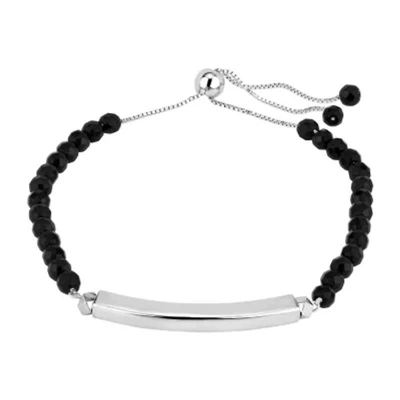 Womens Genuine Black Onyx Sterling Silver Bolo Bracelet