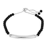 Womens Genuine Black Onyx Sterling Silver Bolo Bracelet