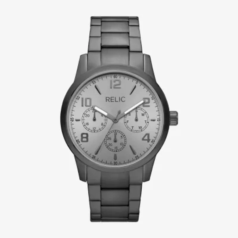 Relic By Fossil Mens Multi-Function Gray Stainless Steel Bracelet Watch Zr15979