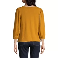 a.n.a Womens Round Neck 3/4 Sleeve Top