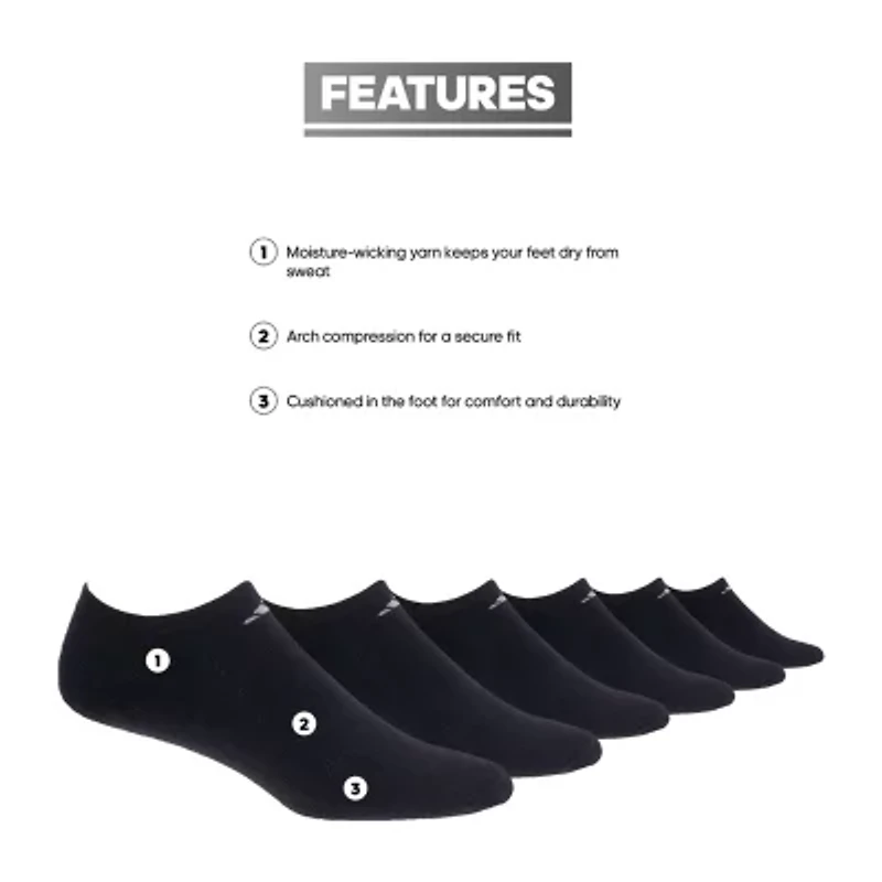 adidas Cushioned Womens 6 Pair No Show Socks