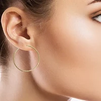 Womens 14K Gold 37mm Hoop Earrings