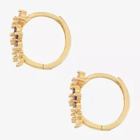 Girls Multi Color Cubic Zirconia 14K Gold Over Silver 12.8mm Flower Hoop Earrings