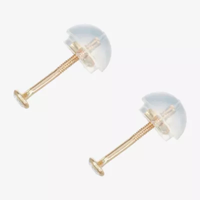 Girls Diamond Accent Natural White Diamond 14K Gold 3mm Stud Earrings