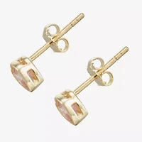 Children'S Pink Cubic Zirconia 14K Gold Over Silver 10.5mm Heart Stud Earrings