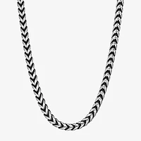 Mens Stainless Steel & Black IP 8mm Foxtail Chain Necklace