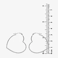 Sterling Silver Diamond Cut Glitter Heart Hoop Earrings
