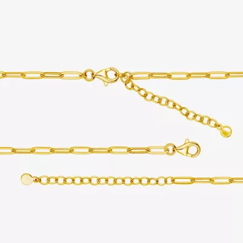 Paris 1901 By Charles Garnier Womens White Cubic Zirconia 18K Gold Over Silver Circle Paperclip 18 Inch Pendant Necklace
