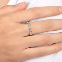 Womens Cubic Zirconia Sterling Silver Band
