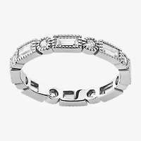 Womens Cubic Zirconia Sterling Silver Band