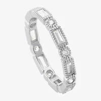 Womens Cubic Zirconia Sterling Silver Band